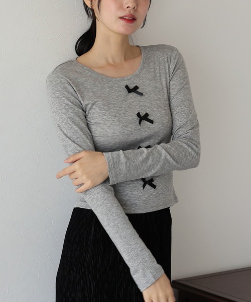 BLUEEAST(ブルーイースト)の「リボン付きカットソー(Tシャツ/カットソー・レディース・ブラック/グレー/ホワイト・MEDIUM)」の15枚目の写真