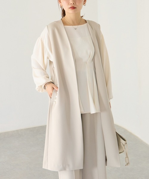 LAVEANGE（ラビアンジェ）の「【洗える】パールポケットロングジレ /セットアップ対応（ベスト・レディース・ベージュ/ブラック・5L/4L/3L/LL/M）」の10枚目の写真