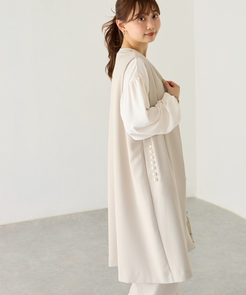 LAVEANGE（ラビアンジェ）の「【洗える】パールポケットロングジレ /セットアップ対応（ベスト・レディース・ベージュ/ブラック・5L/4L/3L/LL/M）」の13枚目の写真