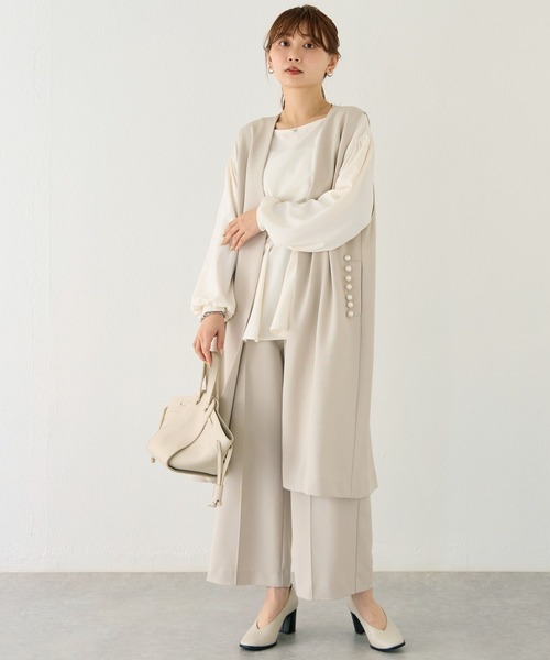 LAVEANGE（ラビアンジェ）の「【洗える】パールポケットロングジレ /セットアップ対応（ベスト・レディース・ベージュ/ブラック・5L/4L/3L/LL/M）」の14枚目の写真