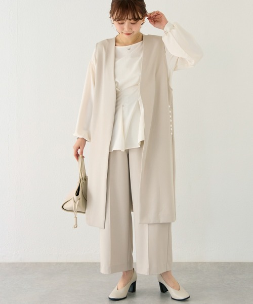 LAVEANGE（ラビアンジェ）の「【洗える】パールポケットロングジレ /セットアップ対応（ベスト・レディース・ベージュ/ブラック・5L/4L/3L/LL/M）」の15枚目の写真