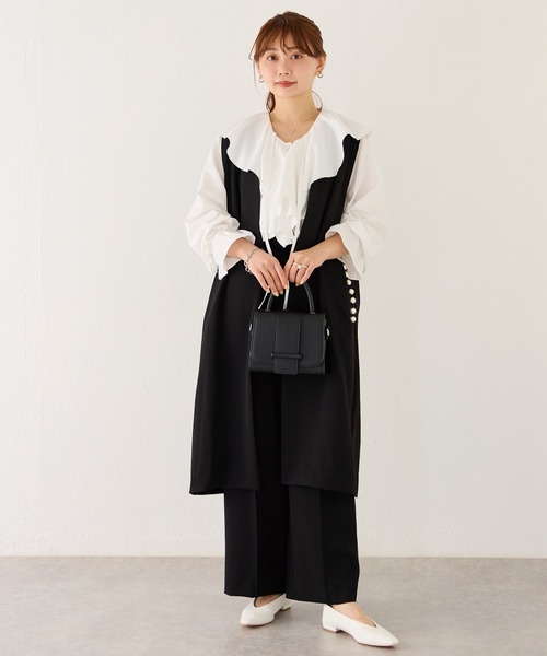 LAVEANGE（ラビアンジェ）の「【洗える】パールポケットロングジレ /セットアップ対応（ベスト・レディース・ベージュ/ブラック・5L/4L/3L/LL/M）」の6枚目の写真