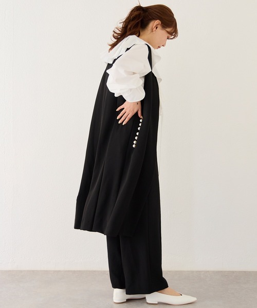 LAVEANGE（ラビアンジェ）の「【洗える】パールポケットロングジレ /セットアップ対応（ベスト・レディース・ベージュ/ブラック・5L/4L/3L/LL/M）」の8枚目の写真