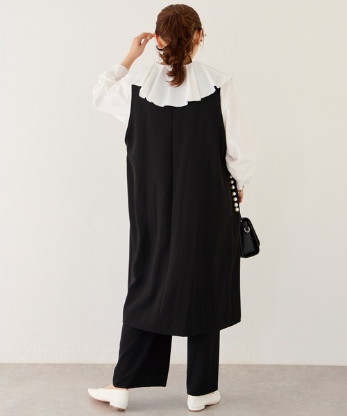 LAVEANGE（ラビアンジェ）の「【洗える】パールポケットロングジレ /セットアップ対応（ベスト・レディース・ベージュ/ブラック・5L/4L/3L/LL/M）」の9枚目の写真