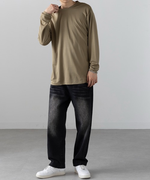 SETUP7（セットアップセブン）の「【wundou】アースカラー長袖 無地 Tシャツ ロンT  オーバーサイズ ビッグシルエット P951（Tシャツ/カットソー・メンズ・カーキ/グレー/ブラウン・L/XL/XXL）」の12枚目の写真