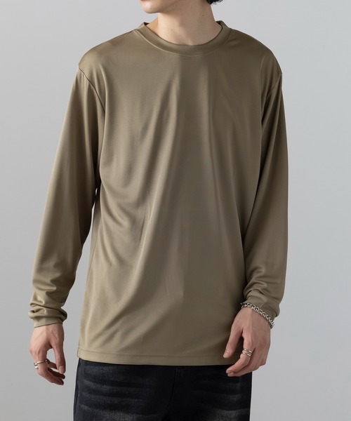 セール】【wundou】アースカラー長袖 無地 Tシャツ ロンT オーバー
