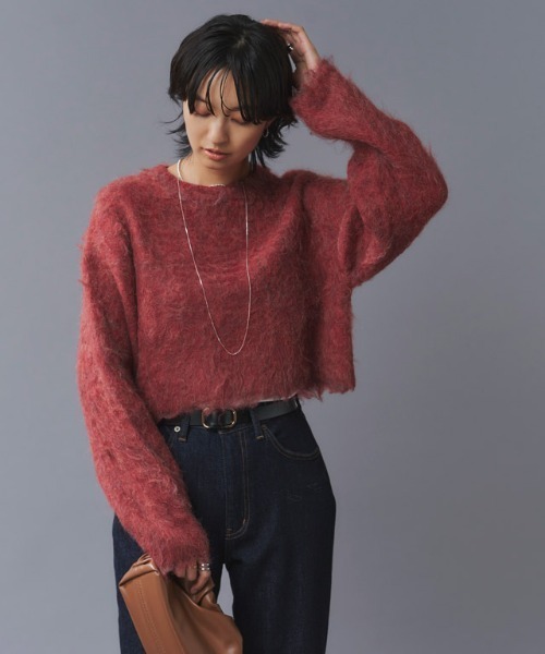 RASW（ラス）の「[RASW]モヘアタッチシャギークロップドニット（ニット/セーター・レディース・アイボリー/グリーン/レッド/チャコール・M）」の11枚目の写真