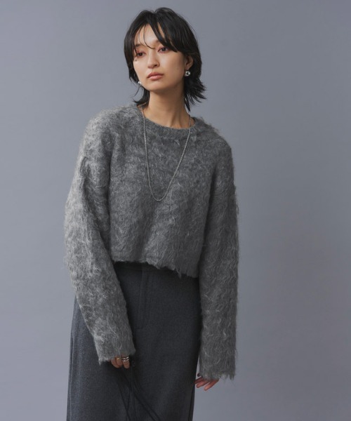 RASW（ラス）の「[RASW]モヘアタッチシャギークロップドニット（ニット/セーター・レディース・アイボリー/グリーン/レッド/チャコール・M）」の17枚目の写真