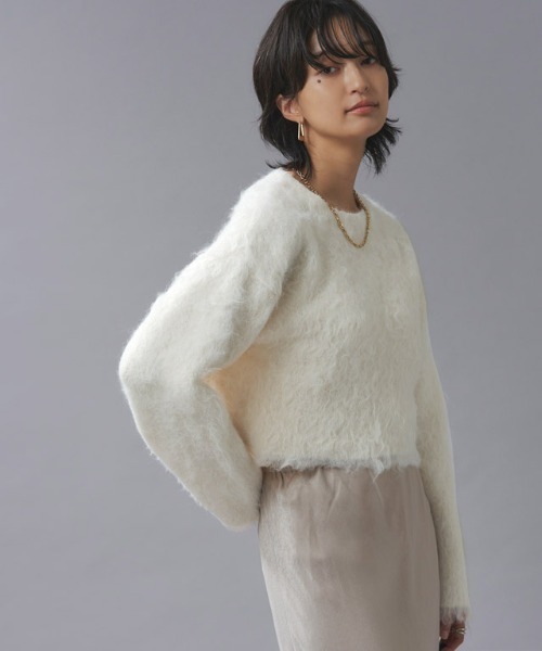 RASW（ラス）の「[RASW]モヘアタッチシャギークロップドニット（ニット/セーター・レディース・アイボリー/グリーン/レッド/チャコール・M）」の21枚目の写真