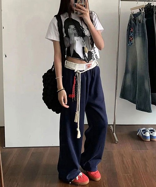 セール】【 MEMECLE / メメクル 】レイヤードスウェットパンツ ルーズ