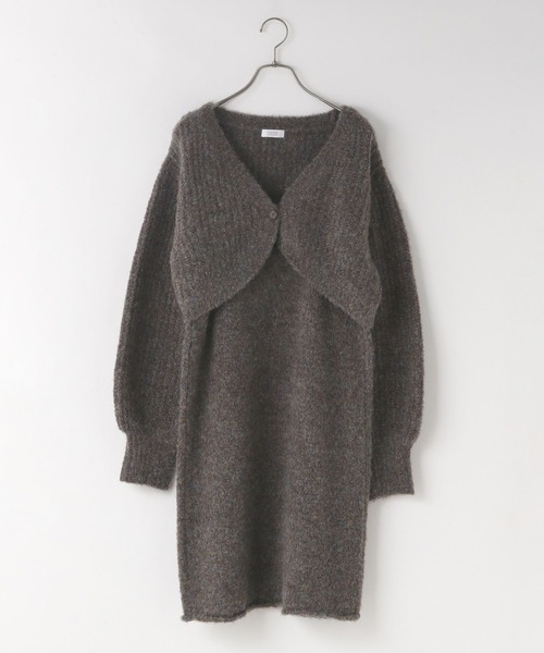 LOWRYS FARM（ローリーズファーム）の「メランジカーディガンキャミ２Ｐワンピース　152617（ワンピース・レディース・チャコールグレー/ブルー/アイボリー・FREE）」の3枚目の写真