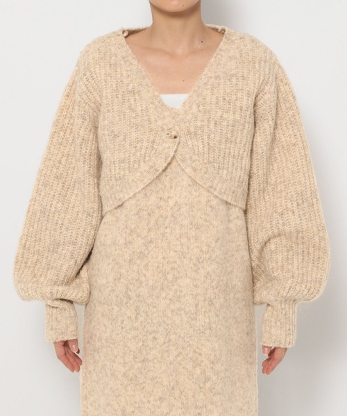 LOWRYS FARM（ローリーズファーム）の「メランジカーディガンキャミ２Ｐワンピース　152617（ワンピース・レディース・チャコールグレー/ブルー/アイボリー・FREE）」の7枚目の写真