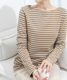ボーダー ロンT トップス Tシャツ ラウンドネック 大人可愛い シンプル カジュアル おしゃれ お洒落 かっこいい 大人可愛い 大人女子 こなれ感 ラフ パイピング ボーダー カットソー 全3色 細縞 ラウンドネック