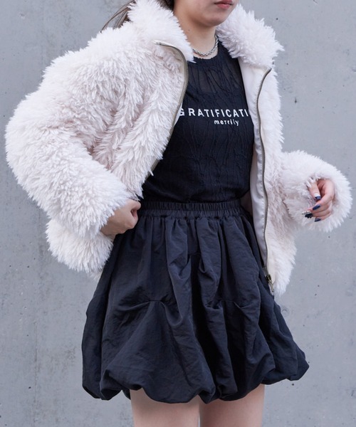 RAY CASSIN（レイカズン）の「【今年絶対欲しい】ボアブルゾン / 軽量 アウター（ブルゾン・レディース・ベージュ/チャコールグレー/アイボリー・FREE）」の13枚目の写真