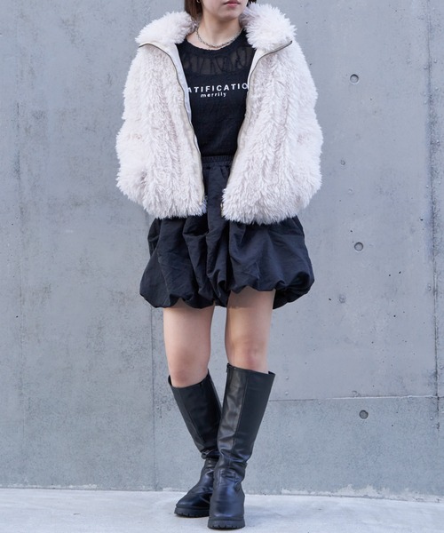 RAY CASSIN（レイカズン）の「【今年絶対欲しい】ボアブルゾン / 軽量 アウター（ブルゾン・レディース・ベージュ/チャコールグレー/アイボリー・FREE）」の14枚目の写真