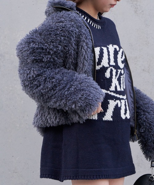 RAY CASSIN（レイカズン）の「【今年絶対欲しい】ボアブルゾン / 軽量 アウター（ブルゾン・レディース・ベージュ/チャコールグレー/アイボリー・FREE）」の21枚目の写真