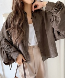 classicalelf | 上品な抜け感と自由なアレンジ叶う。2wayカラー袖シャーリングシアー素材シャツブラウス（長袖）(シャツ/ブラウス)