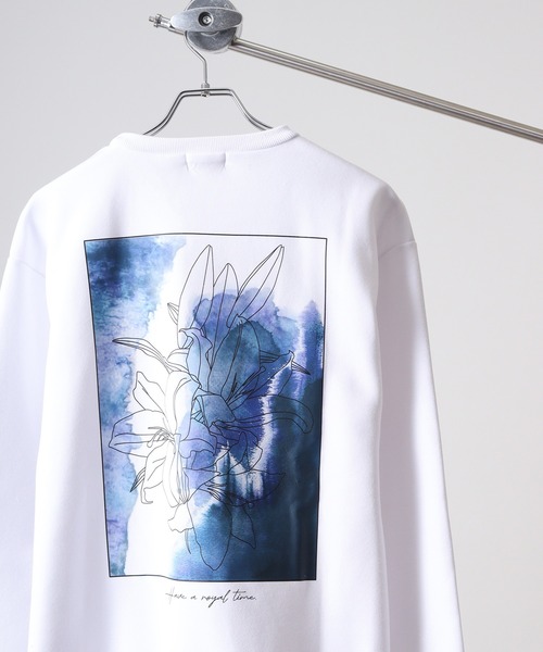 WS select ストレッチ裏起毛 ワンポイント刺繍 花柄デザインスウェットシャツ（スウェット）｜FUNALIVE（ファンアライブ）