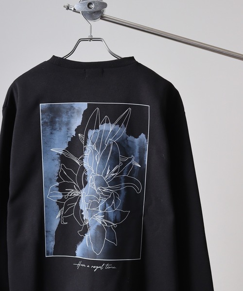 WS select ストレッチ裏起毛 ワンポイント刺繍 花柄デザインスウェットシャツ（スウェット）｜FUNALIVE（ファンアライブ）