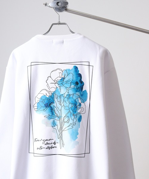 WS select ストレッチ裏起毛 ワンポイント刺繍 花柄デザインスウェットシャツ（スウェット）｜FUNALIVE（ファンアライブ）