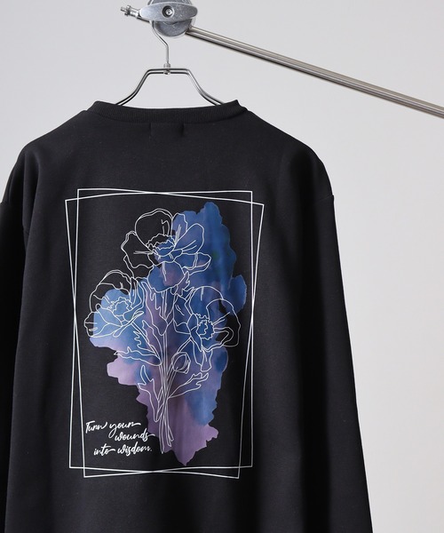 WS select ストレッチ裏起毛 ワンポイント刺繍 花柄デザインスウェットシャツ（スウェット）｜FUNALIVE（ファンアライブ）