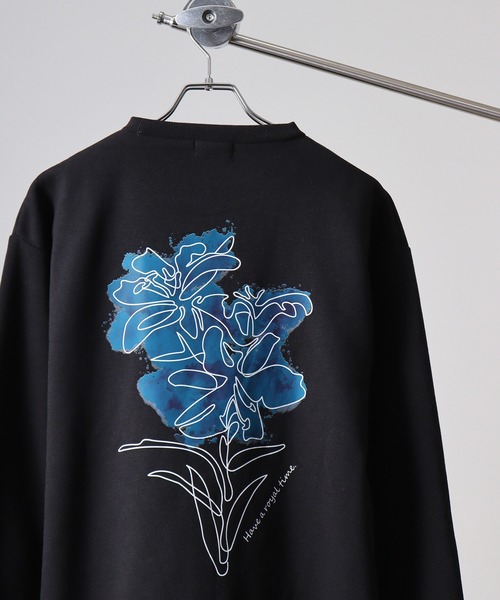 WS select ストレッチ裏起毛 ワンポイント刺繍 花柄デザインスウェットシャツ（スウェット）｜FUNALIVE（ファンアライブ）