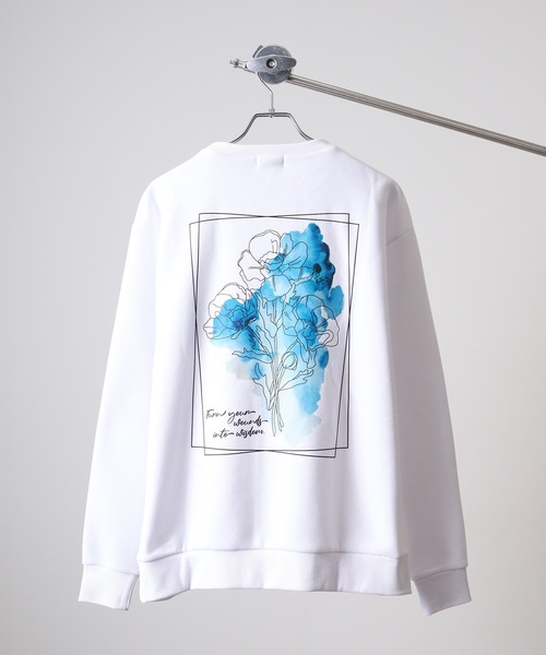 WS select ストレッチ裏起毛 ワンポイント刺繍 花柄デザインスウェットシャツ（スウェット）｜FUNALIVE（ファンアライブ）
