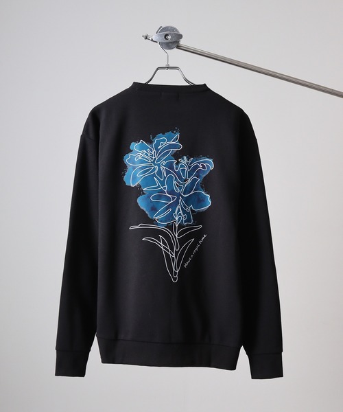 WS select ストレッチ裏起毛 ワンポイント刺繍 花柄デザインスウェットシャツ（スウェット）｜FUNALIVE（ファンアライブ）