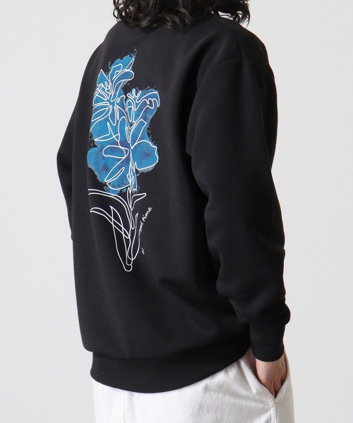 WS select ストレッチ裏起毛 ワンポイント刺繍 花柄デザインスウェットシャツ（スウェット）｜FUNALIVE（ファンアライブ）