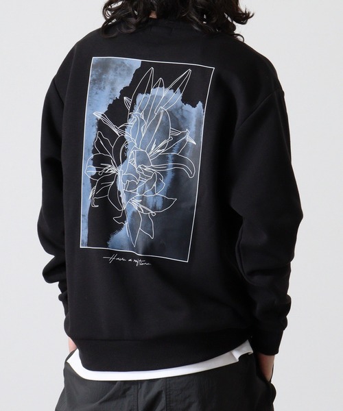 WS select ストレッチ裏起毛 ワンポイント刺繍 花柄デザインスウェットシャツ（スウェット）｜FUNALIVE（ファンアライブ）