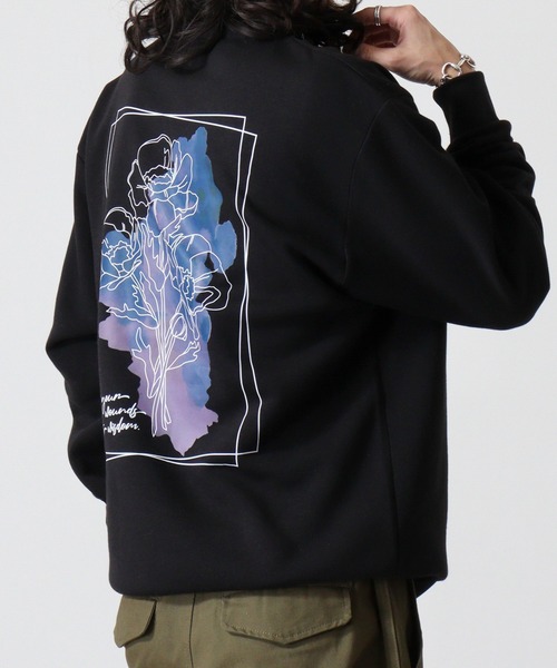 WS select ストレッチ裏起毛 ワンポイント刺繍 花柄デザインスウェットシャツ（スウェット）｜FUNALIVE（ファンアライブ）