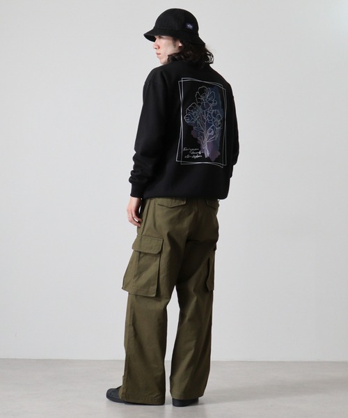 WS select ストレッチ裏起毛 ワンポイント刺繍 花柄デザインスウェットシャツ（スウェット）｜FUNALIVE（ファンアライブ）