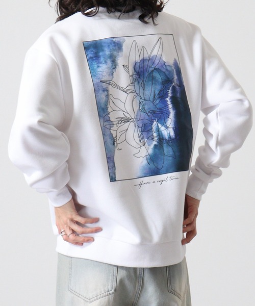 WS select ストレッチ裏起毛 ワンポイント刺繍 花柄デザインスウェットシャツ（スウェット）｜FUNALIVE（ファンアライブ）