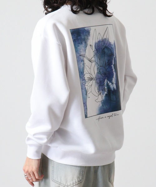 WS select ストレッチ裏起毛 ワンポイント刺繍 花柄デザインスウェットシャツ（スウェット）｜FUNALIVE（ファンアライブ）