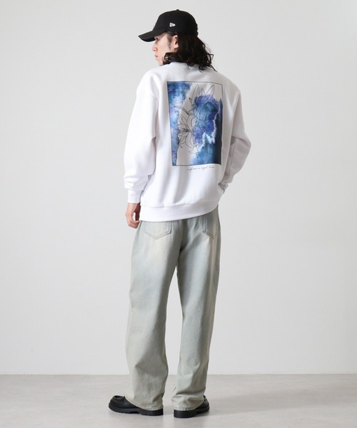 WS select ストレッチ裏起毛 ワンポイント刺繍 花柄デザインスウェットシャツ（スウェット）｜FUNALIVE（ファンアライブ）