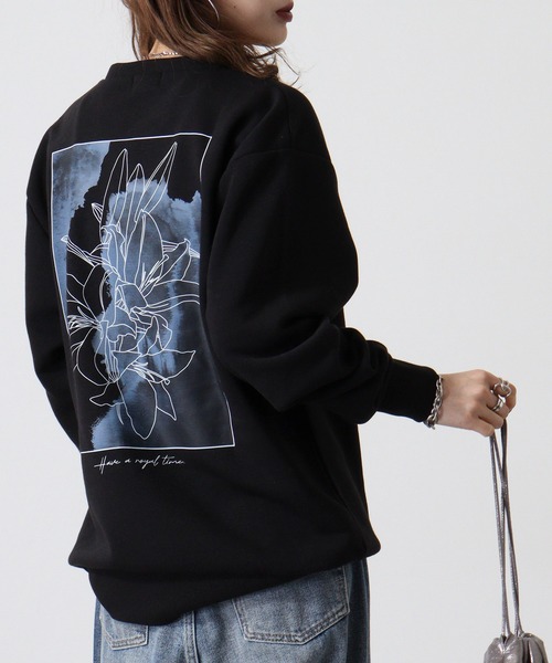 WS select ストレッチ裏起毛 ワンポイント刺繍 花柄デザインスウェットシャツ（スウェット）｜FUNALIVE（ファンアライブ）