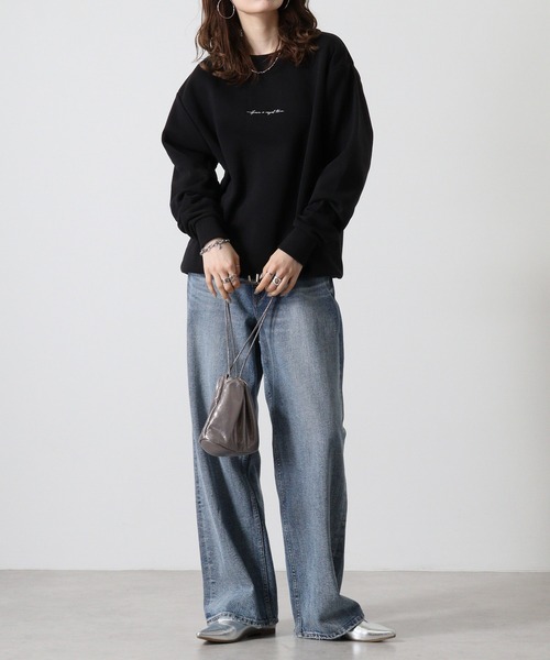 WS select ストレッチ裏起毛 ワンポイント刺繍 花柄デザインスウェットシャツ（スウェット）｜FUNALIVE（ファンアライブ）