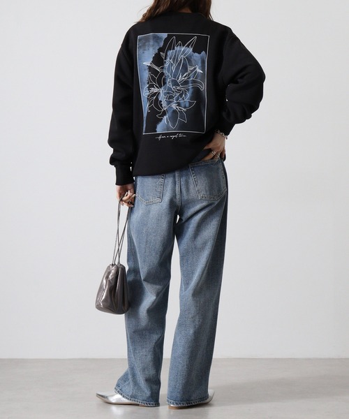 WS select ストレッチ裏起毛 ワンポイント刺繍 花柄デザインスウェットシャツ（スウェット）｜FUNALIVE（ファンアライブ）