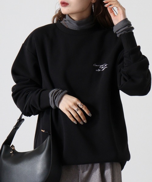 WS select ストレッチ裏起毛 ワンポイント刺繍 花柄デザインスウェットシャツ（スウェット）｜FUNALIVE（ファンアライブ）