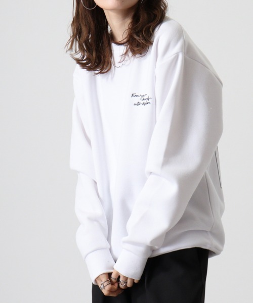 WS select ストレッチ裏起毛 ワンポイント刺繍 花柄デザインスウェットシャツ（スウェット）｜FUNALIVE（ファンアライブ）