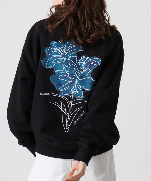 セール】WS select ストレッチ裏起毛 ワンポイント刺繍 花柄