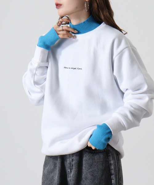 WS select ストレッチ裏起毛 ワンポイント刺繍 花柄デザインスウェットシャツ（スウェット）｜FUNALIVE（ファンアライブ）