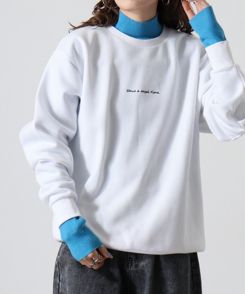 WS select ストレッチ裏起毛 ワンポイント刺繍 花柄デザインスウェットシャツ（スウェット）｜FUNALIVE（ファンアライブ）