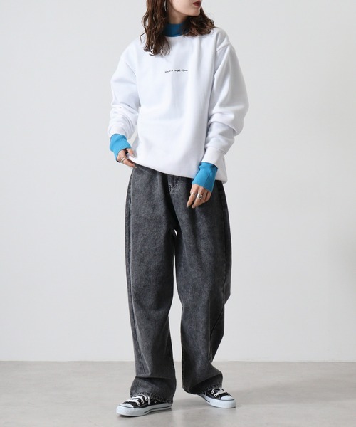 WS select ストレッチ裏起毛 ワンポイント刺繍 花柄デザインスウェットシャツ（スウェット）｜FUNALIVE（ファンアライブ）