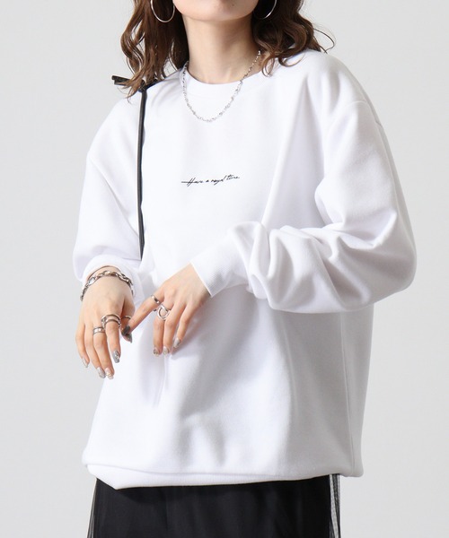 WS select ストレッチ裏起毛 ワンポイント刺繍 花柄デザインスウェットシャツ（スウェット）｜FUNALIVE（ファンアライブ）