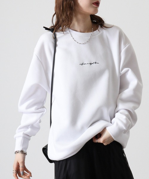 WS select ストレッチ裏起毛 ワンポイント刺繍 花柄デザインスウェットシャツ（スウェット）｜FUNALIVE（ファンアライブ）