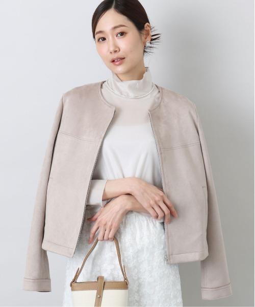 フェイクスウェードショートブルゾン/洗える