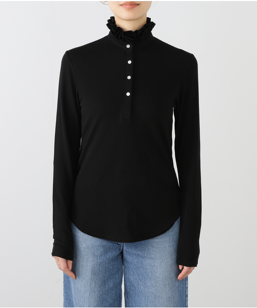 IENA LA BOUCLE フリルヘンリーネックカットソー 追加》IENA LA BOUCLE フリルヘンリーネックカットソー2（Tシャツ