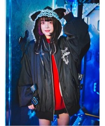 サイドベルトプリント中綿ブルゾン