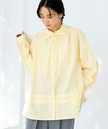 ワッシャーコットンフリルチュニックブラウス
